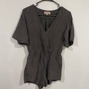 Charcoal Gray V-Neck Romper